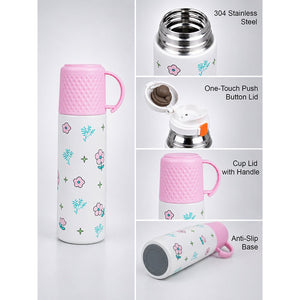Little Surprise Box Blue Checks Stainless Steel Thermos Water Bottle - Pink Water Bottle