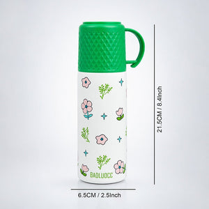 Little Surprise Box Blue Checks Stainless Steel Thermos Water Bottle | The Mom Store - Green Water Bottle