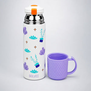 Little Surprise Box Blue Checks Stainless Steel Thermos Water Bottle | The Mom Store - Purple Water Bottle