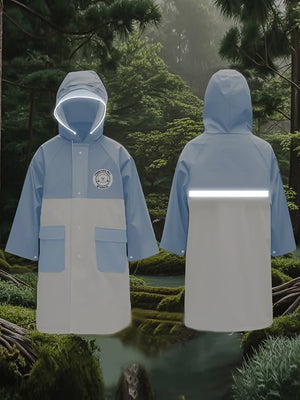 Little Surprise Box, Blue & Cream Dual color Long style Raincoat for Kids - LSB - RC - BLUCRM - DUAL - 2XL
