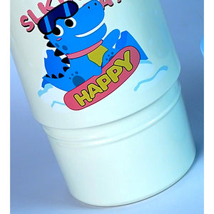 Little Surprise Box Blue Dino Bottomlid Series,Stainless Steel Kids Water Bottle, 480ml - Water Bottle