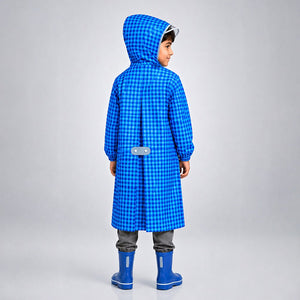 Little Surprise Box Blue Gingham Raincoat | The Mom Store - L Kids Raincoat