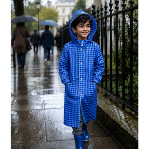 Little Surprise Box Blue Gingham Raincoat | The Mom Store - L Kids Raincoat