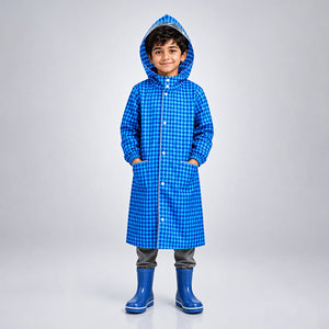 Little Surprise Box Blue Gingham Raincoat | The Mom Store - L Kids Raincoat