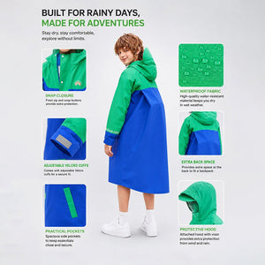 Little Surprise Box Blue Green Raincoat | The Mom Store - L Kids Raincoat