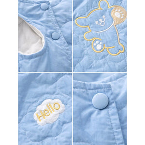 Little Surprise Box Blue Hello Teddy Reversible Sleeveless Winter Jacket for Kids - 2 - 3Y Kids Sweater