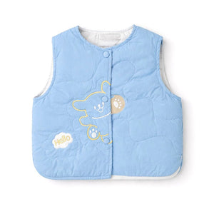 Little Surprise Box Blue Hello Teddy Reversible Sleeveless Winter Jacket for Kids - 2 - 3Y Kids Sweater