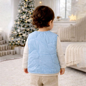 Little Surprise Box Blue Hello Teddy Reversible Sleeveless Winter Jacket for Kids - 2 - 3Y Kids Sweater