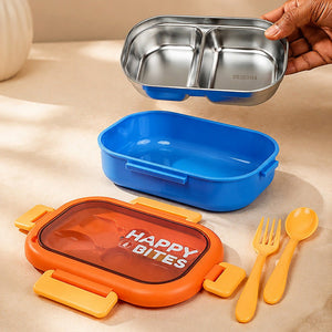 Little Surprise Box Blue Lid Bento Lunch Box | The Mom Store - Orange Lunch Box