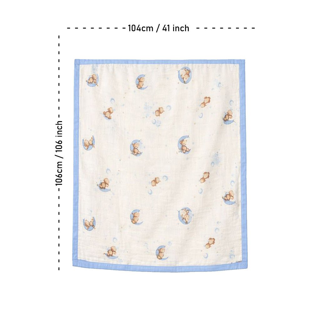 Little Surprise Box Blue Moon Teddy Muslin Cotton Baby Blanket - Baby Blanket