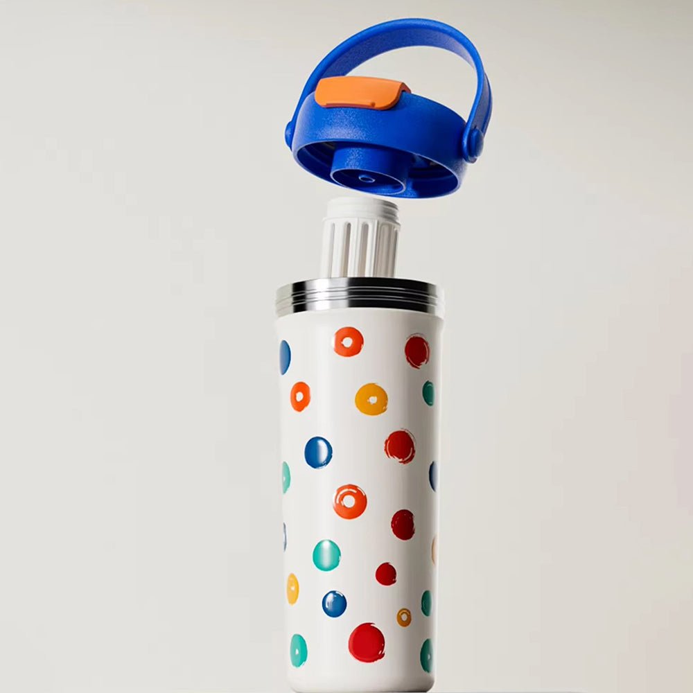 Little Surprise Box Blue & Multi Polka Stainless Steel Tumbler Bottle – 650ml - Water Bottle