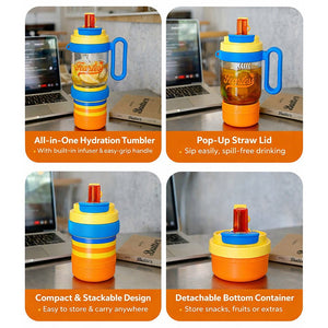 Little Surprise Box Blue - Orange 4 - in - 1 Water Bottle & Snack Box (1000ml) - Water Bottle