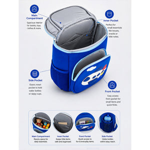 Little Surprise Box Blue Plane Kids Backpack | The Mom Store - Back To School