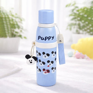 Little Surprise Box Blue Puppy Stripes Cap Series, Stainless Steel Kids Water Bottle, 520ml - Water Bottle - kept on a floor