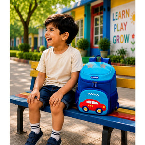 Little Surprise Box Blue Red Car Kids Backpack | The Mom Store - Back To School