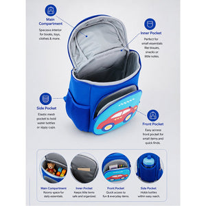 Little Surprise Box Blue Red Car Kids Backpack | The Mom Store - Back To School