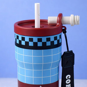 Little Surprise Box Blue Red Check Stainless Steel Tumbler 560ml - Water Bottle