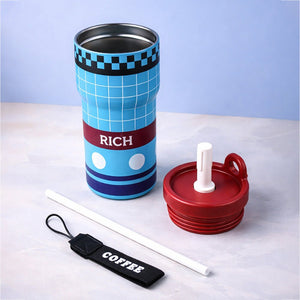 Little Surprise Box Blue Red Check Stainless Steel Tumbler 560ml - Water Bottle