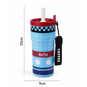 Little Surprise Box Blue Red Check Stainless Steel Tumbler 560ml - Water Bottle