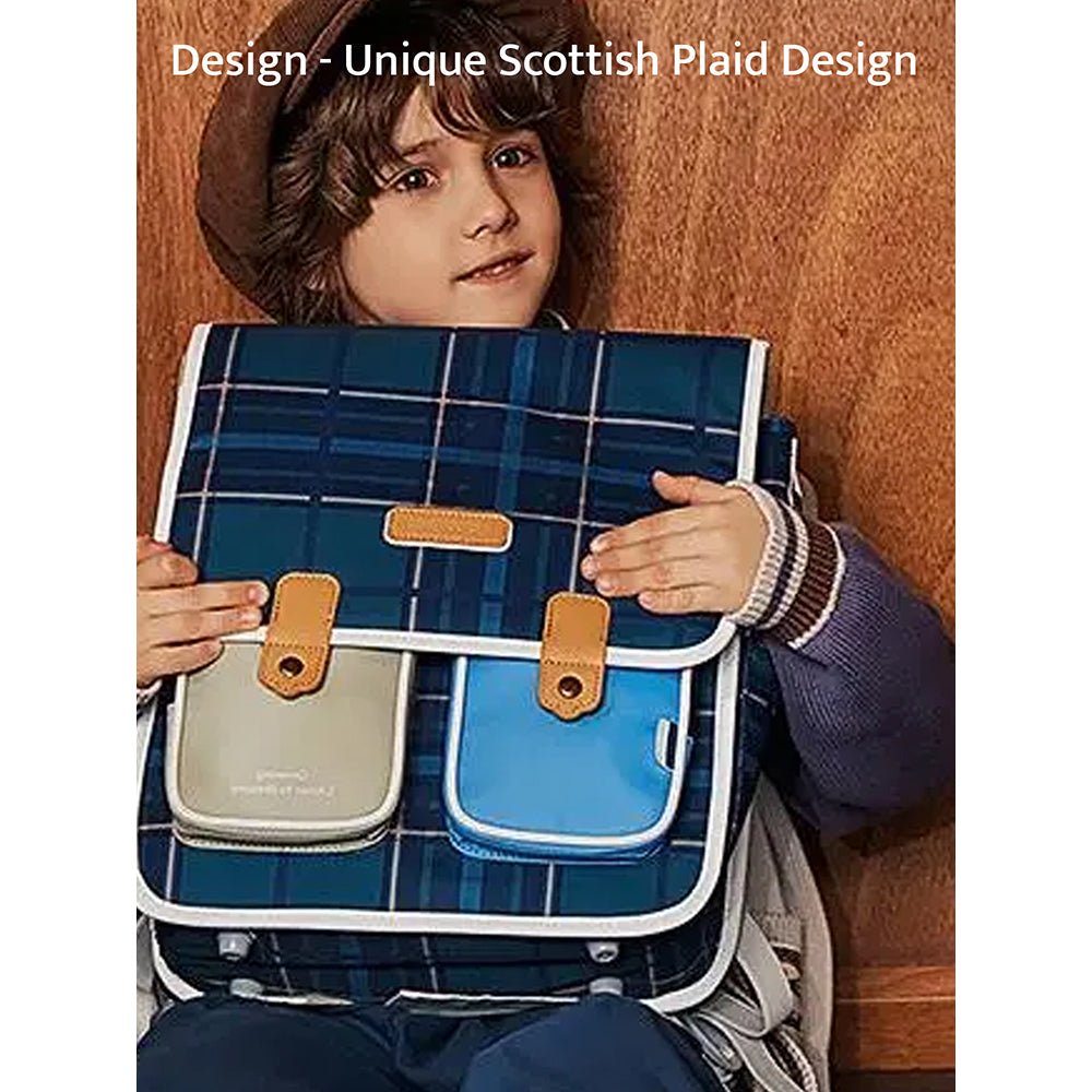 Little Surprise Box Blue Scottish Plaid Checks Rectangle Style Backpack for Kids - LSB-BG-KKBLUSCOTSMAL