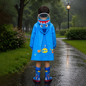 Little Surprise Box Blue Shark Raincoat | The Mom Store - 3-4 Years Monsoon Wear
