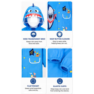 Little Surprise Box Blue Shark Raincoat | The Mom Store - 3-4 Years Monsoon Wear
