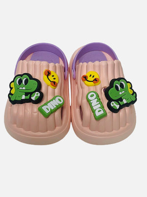 Little Surprise Box Blue Smilie Dino Slip on Clogs/Footwear for Toddlers & Kids - LSB - FW - PNKSMILIE - 24EU