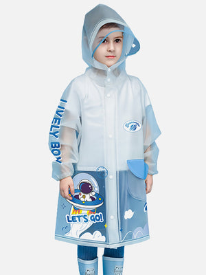 Little Surprise Box Blue Space print Transluscent Raincoat for Kids - Kids Rainwear
