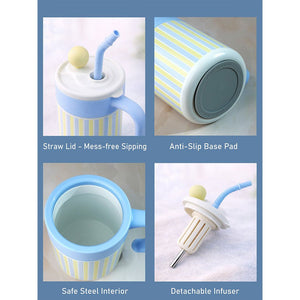 Little Surprise Box Blue Stripes Stainless Steel Tumbler with Infuser – 620ml - Tumbler