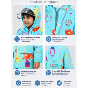 Little Surprise Box Blue Sunshine Doodle Raincoat | The Mom Store - S Kids Raincoat