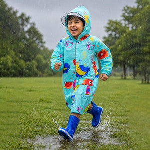 Little Surprise Box Blue Sunshine Doodle Raincoat | The Mom Store - S Kids Raincoat