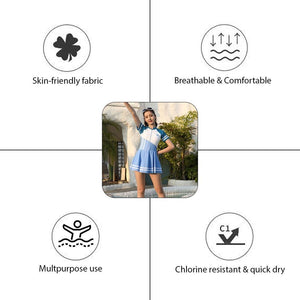 Blue Color Block frock style Swimwear for Teens - Little Surprise BoxBlue Color Block frock style Swimwear for Teens - Little Surprise BoxBlue Color Block frock style Swimwear for Teens