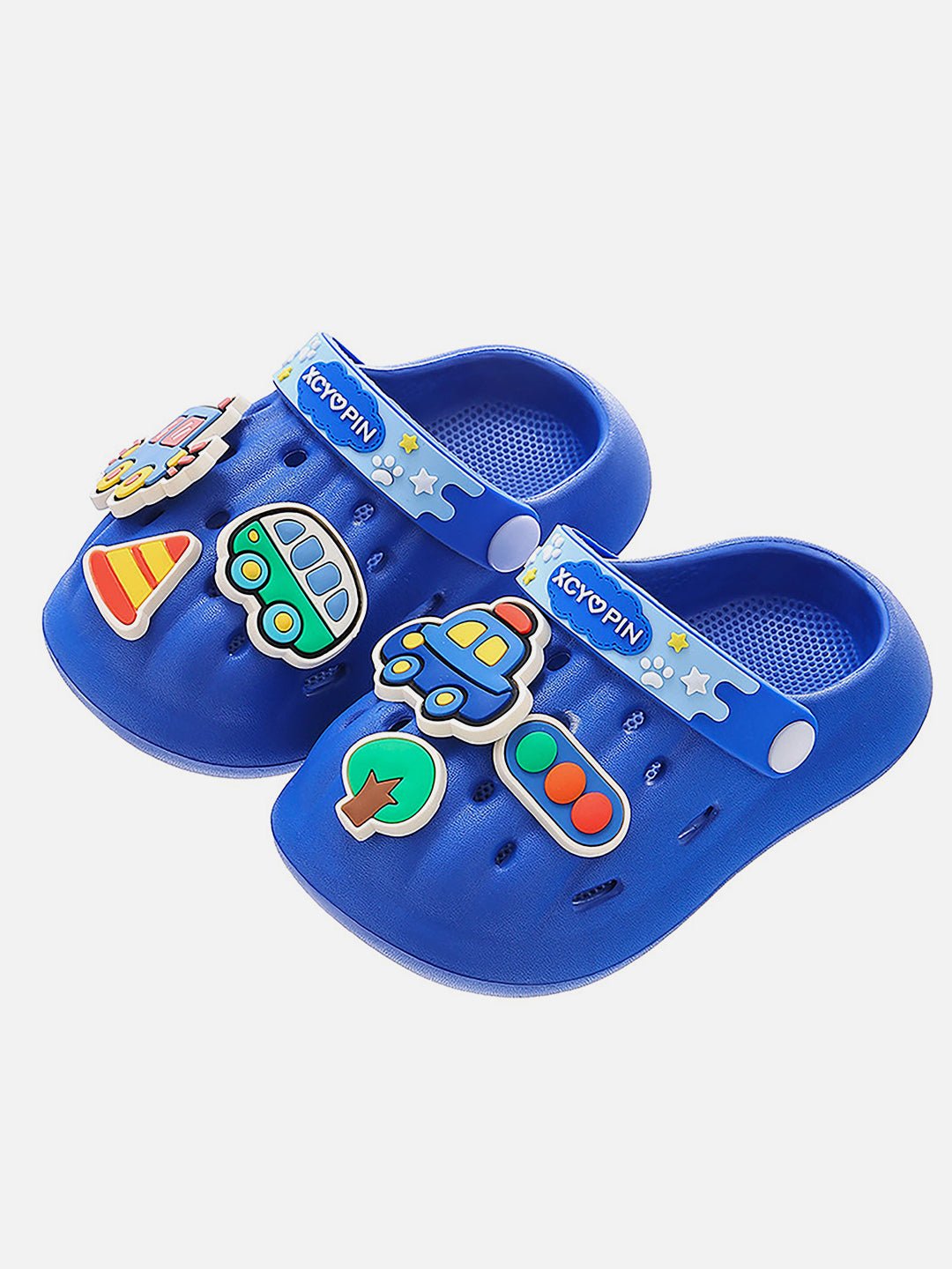 Little Surprise Box Blue Transport theme Slip on Clogs/Footwear for Toddlers & Kids - LSB - FW - BLUTRANSPORT - 25EU