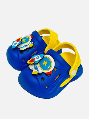 Little Surprise Box Blue & Yellow spinning rocket Slip on Clogs/Footwear for Toddlers & Kids - LSB - FW - BLUYELSPINRCKET - 18/19EU