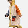 Little Surprise Box Bold Geometric Print Cream & Orange Raincoat for Kids - LSB-S5-RC-GEOMETRICORANGE-M