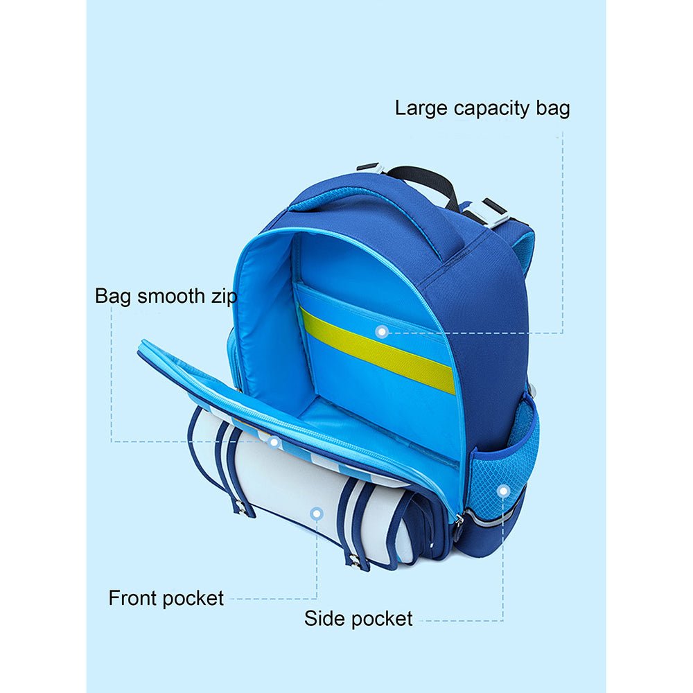 Little Surprise Box Bold Stripes Insulated Lunch bag & Ergonomic School Bag for Kids - LSB-BG-BLUBOLDSTRP