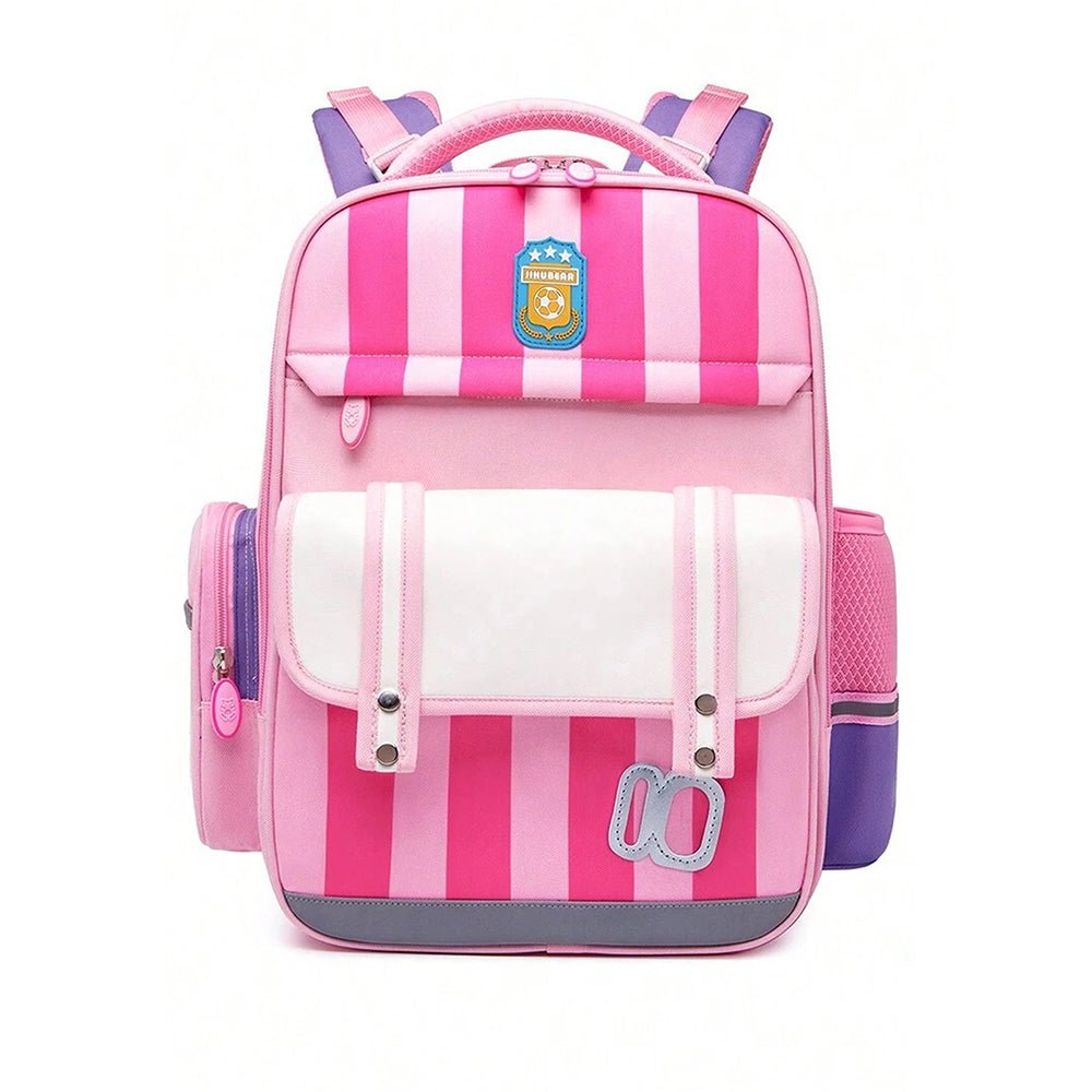 Little Surprise Box Bold Stripes Insulated Lunch bag & Ergonomic School Bag for Kids - LSB-BG-PNKBOLDSTRP