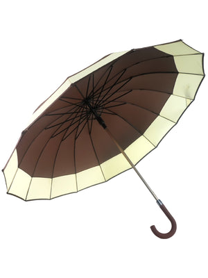 Little Surprise Box Border Large Canopy Size Umbrella for Adults - LSB - UM - BRWN - CRMBORDER