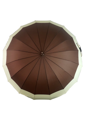 Little Surprise Box Border Large Canopy Size Umbrella for Adults - LSB - UM - BRWN - CRMBORDER