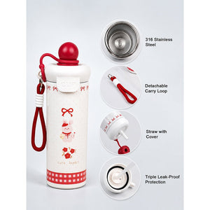 Little Surprise Box Bow Catty Stainless Steel Tumbler Water Bottle - Red Water Bottle
