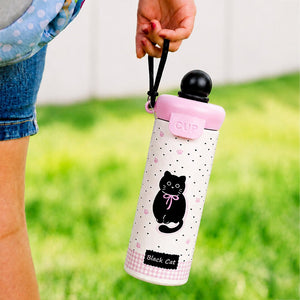 Little Surprise Box Bow Catty Stainless Steel Tumbler Water Bottle | The Mom Store - Black Water Bottle