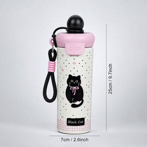 Little Surprise Box Bow Catty Stainless Steel Tumbler Water Bottle | The Mom Store - Black Water Bottle