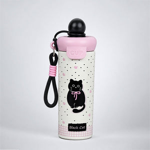 Little Surprise Box Bow Catty Stainless Steel Tumbler Water Bottle | The Mom Store - Black Water Bottle