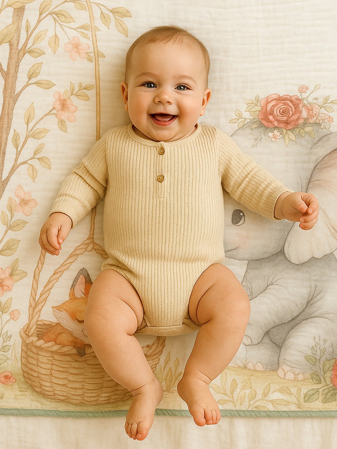 Little Surprise Box Breathable Pure Muslin cotton Blanket for Infants - LSB - BLNKT - GRYELEPHNT