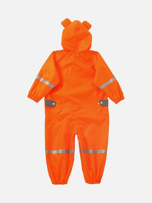 Little Surprise Box Bright Orange Roaring Tiger Theme All Over Jumpsuit / Playsuit Raincoat for Kids - LSB-S4-JS-ORANGETIGER-SMALL