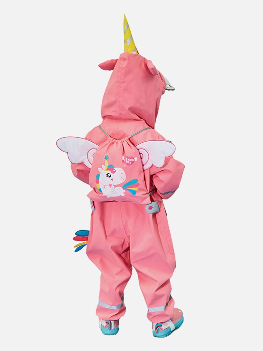Little Surprise Box Bright Pink Magical Unicorn Theme All Over Jumpsuit / Playsuit Raincoat for Kids - LSB-S4-JS-BRIGHTPINKUNICORN-SMALL