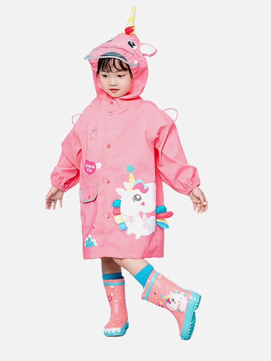 Little Surprise Box Bright Pink Magical Unicorn Theme Raincoat for Kids - LSB-S4-RC-BRIGHTPINKUNICORN-SMALL