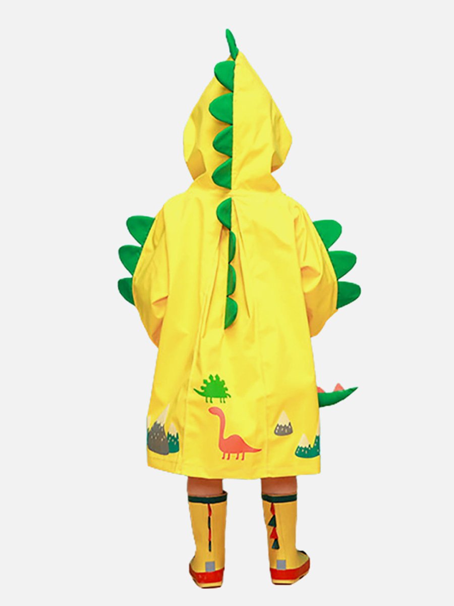 Little Surprise Box Bright Yellow 3d Dino Theme Raincoat for Kids - LSB-S4-RC-3D-DINO-SMALL