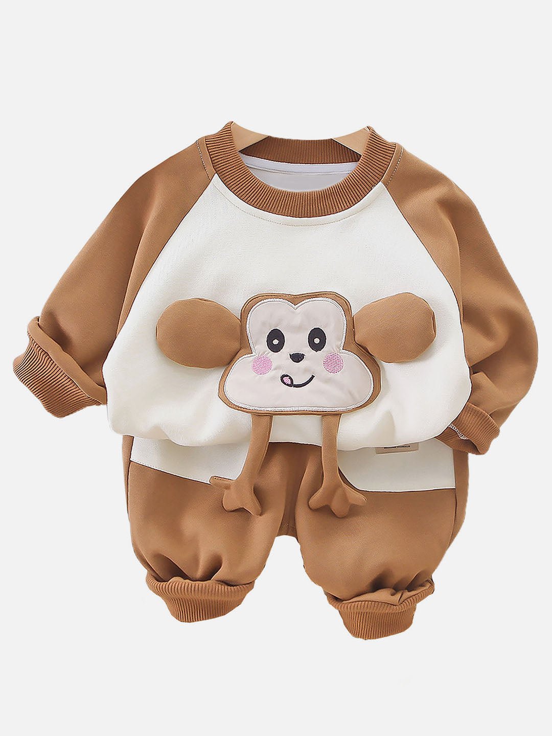 Little Surprise Box Brown 3D Monkey Face 2Pcs Track Suit Set For Winter And All Season Wear - LSB - 2PCS - BRWNMONKYTRCKS - 1 - 2Y