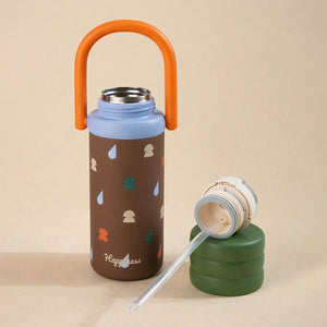 Little Surprise Box Brown 3Stripes Lid Series, Stainless Steel Kids Water Bottle , 500ml - Water Bottle